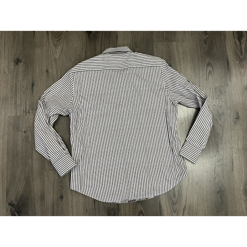Robert Graham Shirt Men's Large Striped Button Up Classic Fit Flip Cuff 3D - Picture 7 of 11